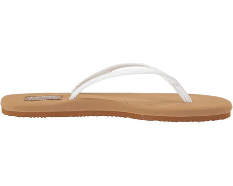 Flojos Fiesta 2.0 White/Tan Vintage Slip On Slide Thong Flat Flip Flops Sandals