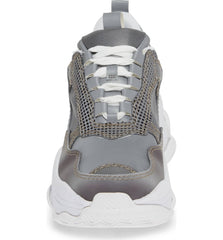 Jeffrey Campbell Lo-Fi Sneaker Grey Reflective Fabric Lace Up Boyfriend Sneakers
