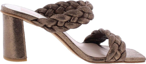 Dolce Vita Paily Bronze Metallic Stella Suede Braided Straps Heeled Sandals