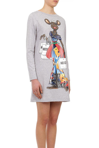 Moschino Women's Oversized 100% Cotton Dress Grey A040191401485