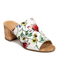 Aerosoles Mid-Level Floral Combo Elastic Almond Toe Block Heel Slide On Sandals