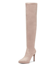 Jessica Simpson Vallrie Taupe Suede High Heel Over The Knee Pointed Toe Boots