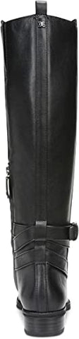 Sam Edelman Pansy 2 Black Leather Buckled Knee High Riding Boots Wide Calf