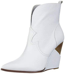 Jessica Simpson Hilrie Boot Bright White Leather Pointed Toe Wedge Booties