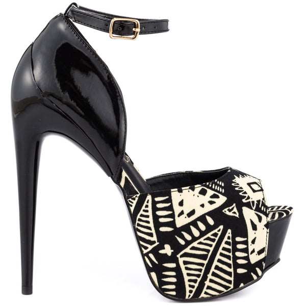 Privileged Hot Nights black printed 6 1/2 inch stiletto Platofrm Sandals heel (8)