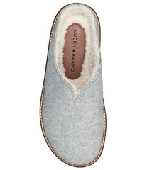 Lucky Brand Tamala 2 Light Grey Comfortable House Slippers Fur Lined Mule Scuff