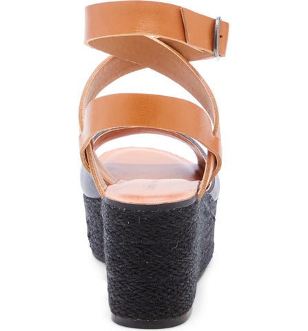 Lucky Brand Ginny Tan Black Espadrille Ankle Strap Open Toe Platform Sandals