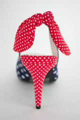 Jeffrey Campbell CINDY Navy Red Polka Dot Pointed Toe Bow American Flag Pumps