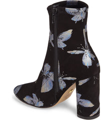 Cecelia New York Fredda Black Multi Butterfly Sock High Block Heel Fashion Boots