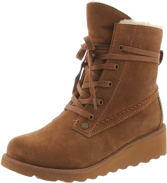 Bearpaw Women's Wide Krista Hickory Wedge Wool Lined Lace Up Fashion Winter Boot