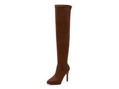 Jessica Simpson Vallrie Nut Brown High Heel Over The Knee Suede Pointed Toe Boot