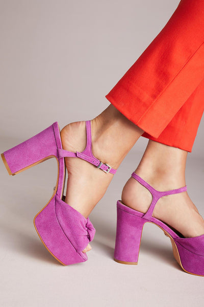 SCHUTZ Thalyta Platform Grape Purple Suede Retro Ankle Strap Flatform