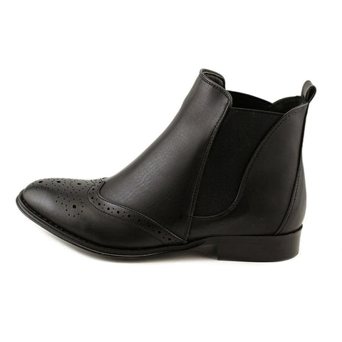 Wanted Saba Black Vegan Leather Boot Wingtip Chelsea Gore Side Ankle Booties