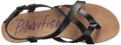 Blowfish Malibu Granola Black Dyecut Pu Buckle Closure Open Toe Flat Sandal