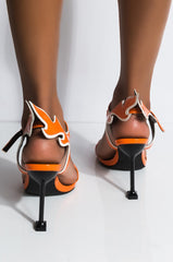 Cape Robbin Inferno Orange Flame Accent Stiletto Heels Open Sandals Pumps