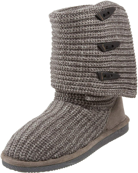 Bearpaw Women's Knit Tall Grey Warm Comfortable Convertible Collar Winter Boots
