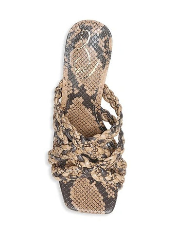 Sam Edelman Marjorie Dark Wheat Leather Open Toe Spool Heeled Dress Sandals