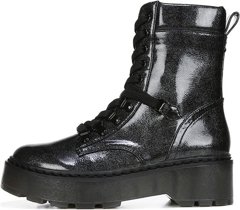 Circus by Sam Edelman Sanders Black Glitter Lace Up Lug Sole Combat Ankle Boots