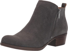Lucky Brand Basel Storm Grey Block Low Heel Cut Zipper Rounded Toe Ankle Booties