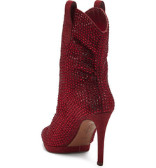 Jessica Simpson Vianne Stiletto Crystal Embellishment Ankle Booties Intense Red