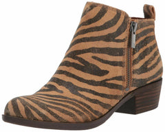 Lucky Brand Basel Natural Tiger Print Boot Low Cut  Almond-Toe Ankle Booties