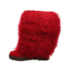 Bearpaw Women's Boetis II Red Natural Fur Vamp Wool Lined Fashion Winter Boot