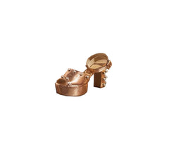Schutz Rose Gold Marien Studded pearl metallic chunky heel platform sandal (9.5)