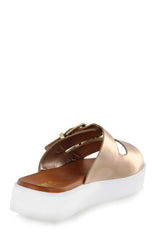 Mia Venessa Rose Gold Buckle Comfortable Footbed Slide Platform Sandals
