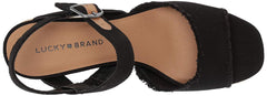 Lucky Brand Mindra Black Open Toe Platform Summer Espadrille Wedge Sandals (8, Black)