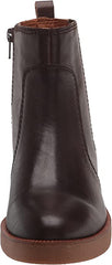 Lucky Brand Ressy Chocolate Leather Chelsea Style Block Low Heel Ankle Booties