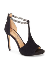 Jessica Simpson Rexa Ankle-Chain Tan Suede Sandals High Heel Peep Toe Dress Pump