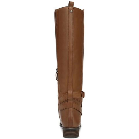 Sam Edelman Pansy Whiskey Brown Leather Buckled Round Toe Knee High Riding Boots