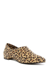Ivy Kirzhner Pan Pointed Toe Flat Cheetah Leopard Pony Hair Pointed Toe Pump