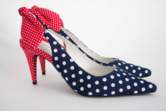 Jeffrey Campbell CINDY Navy Red Polka Dot Pointed Toe Bow American Flag Pumps