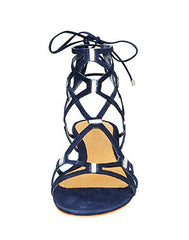 Schutz Zimi Night Blue Crystal Gladiator Lace Up Ankle Sandals (9)