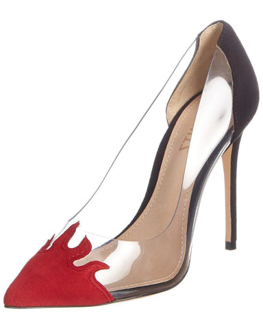 Schutz Den High Heel Pointed Toe Dress Pumps Flame Pointed Toe Transparent Shoes