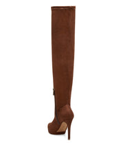 Jessica Simpson Vallrie Nut Brown High Heel Over The Knee Suede Pointed Toe Boot