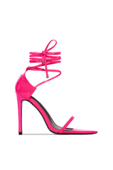 Cape Robbin Jazmine Fucshia Feather Strappy Lace Up Pointy Open Toe High Sandals