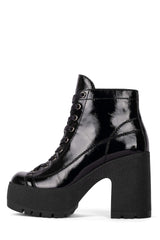 Jeffrey Campbell Refresh Black Box Leather Platform Chunky Lace-Up Ankle Booties
