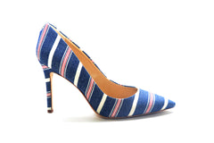 Sam Edelman Hazel Bright Multi Stripe Stiletto Dress Shoes Pointed Toe Pump (9.5, Bright Multi Stripe)