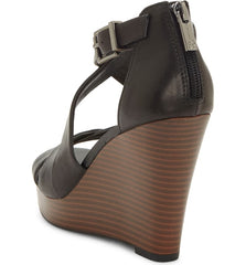 Jessica Simpson Jakayla Black Leather high Platform Wedge Sandals