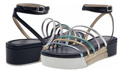 Louise Et Cie BIMO Platform Black Nude White Strappy Ankle Strap Wedge Sandals