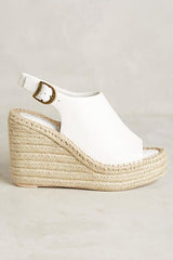 Jeffrey Campbell Isles Wedges White Pebble Leather Open Toe Sandals