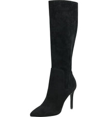 Charles David Panic Black Suede Knee High Heel Stiletto Pointed Toe Dress Boots