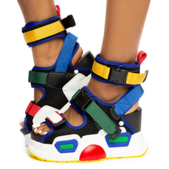 Anthony Wang Mulberry-01 Multi Sneaker Sporty Chunky Platform Wedge Sandal