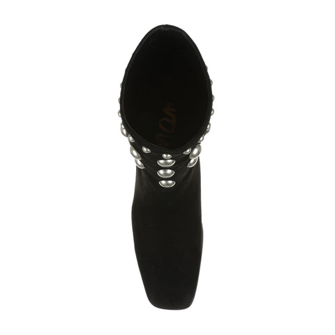 Sam Edelman Wildie Black Pearl Studs Slip On Pointed Toe Block Heel Ankle Boots