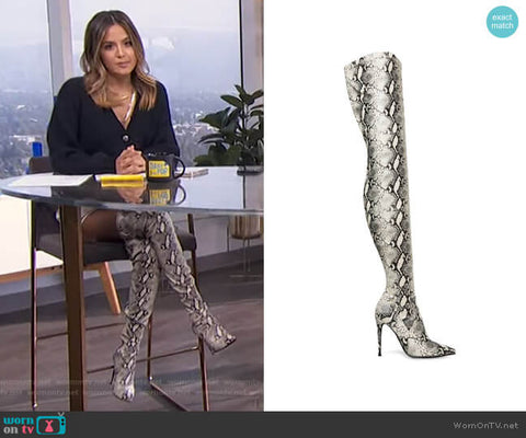 Steve Madden Dominique Thigh High Over-the-Knee Boot Natural Snake Pointed Boots
