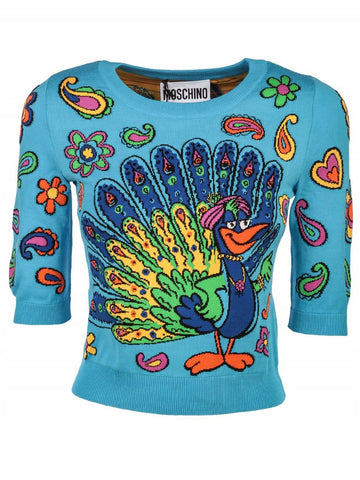 MOSCHINO Women's Cotton Sweater Light Blue Color A092205043341