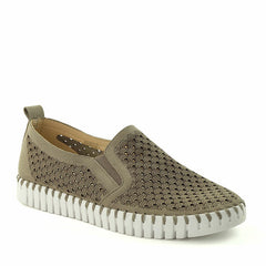 Ilse Jacobsen Tulip 140 Light Weight Slip On Perforated Flat Sneakers Falcon