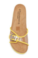 Jeffrey Campbell Raiva ES Flatform Mule Yellow Clear Platform Wedge Sandal